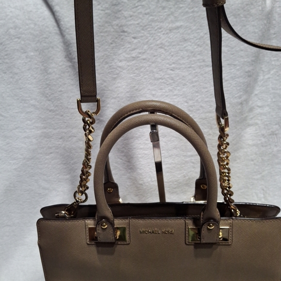 Michael Kors Taupe Satchel with Gold Accents - Picture 6 of 12